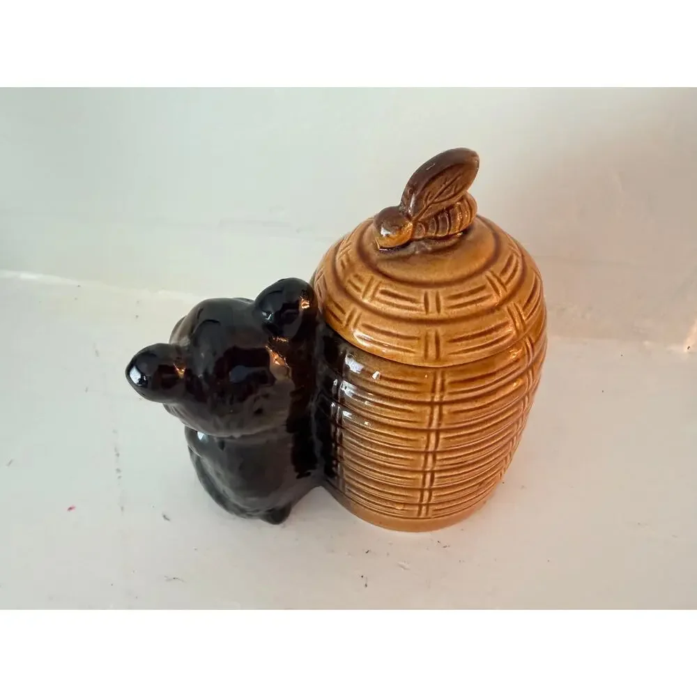Armbee Bear Beehive Honey Pot Vintage Japan Ceramic Bees Kitschy Kitchen